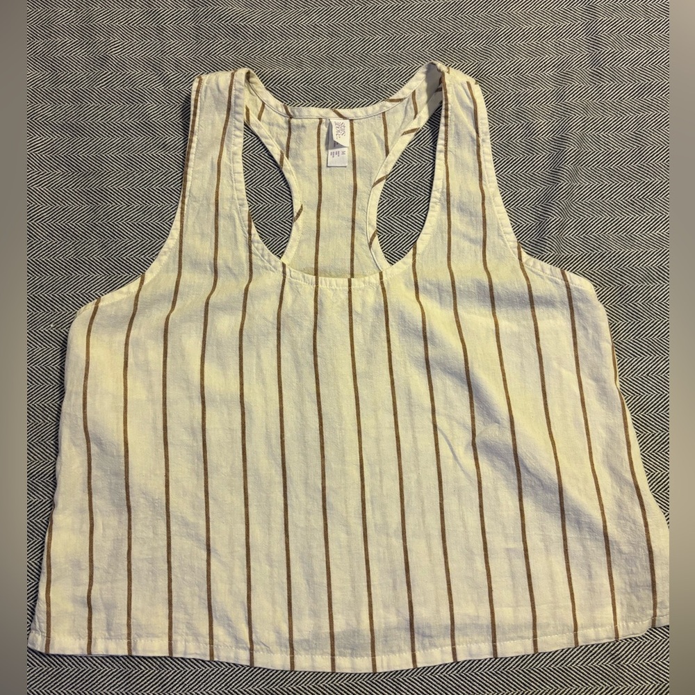 Stars Above Beige and Brown Striped Tank Top